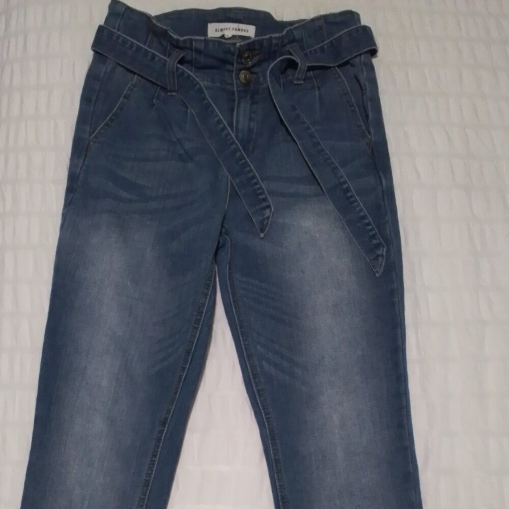 Belted Cropped Cuffed Jeans